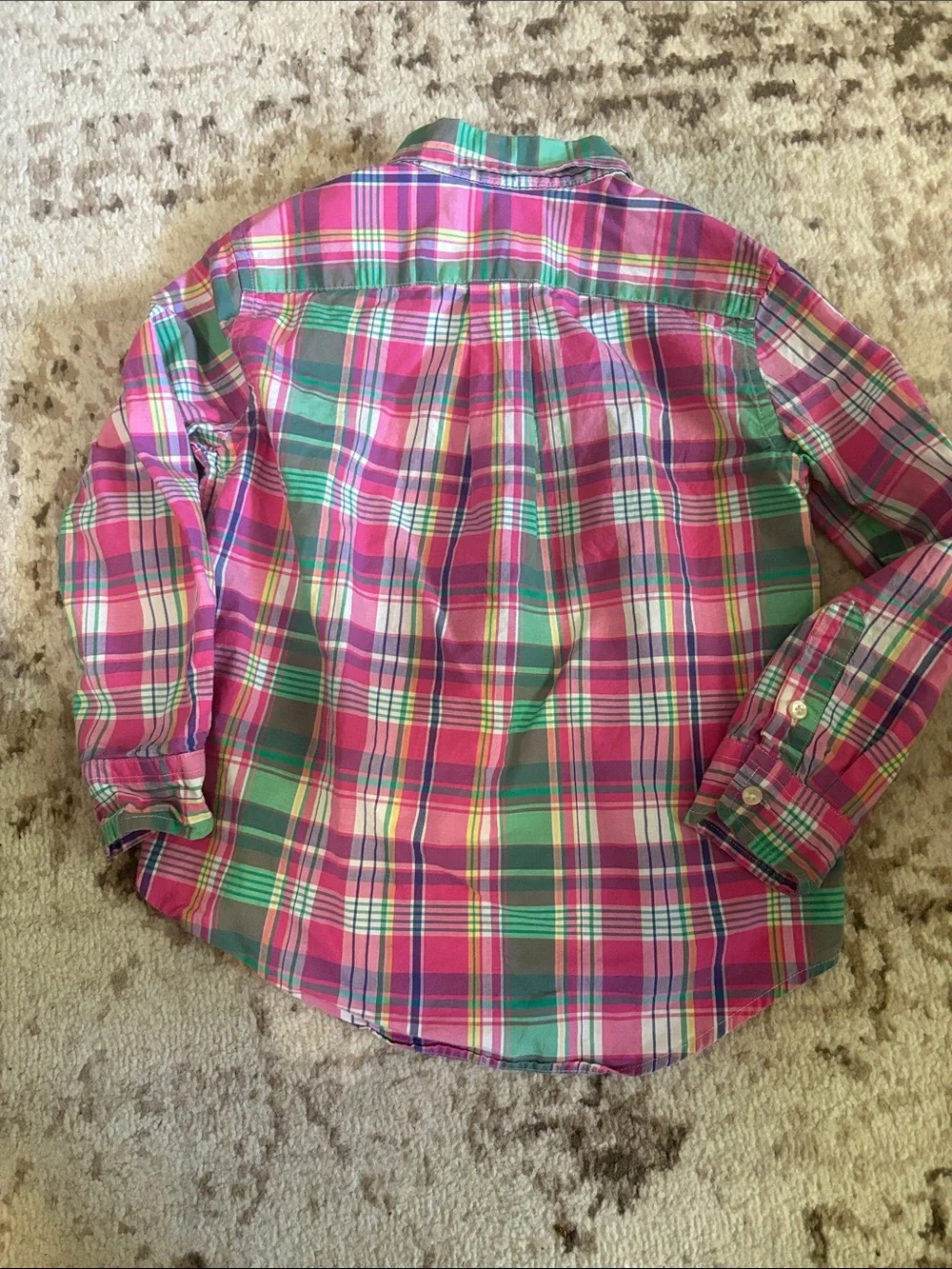 Boys Ralph Lauren Pink and Green Plaid Button-Down Shirt